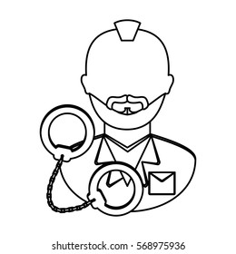 handcuffed criminal  icon image black line  vector illustration design 