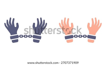 Handcuffed hand icon. Prison sentence. Flat illustration.