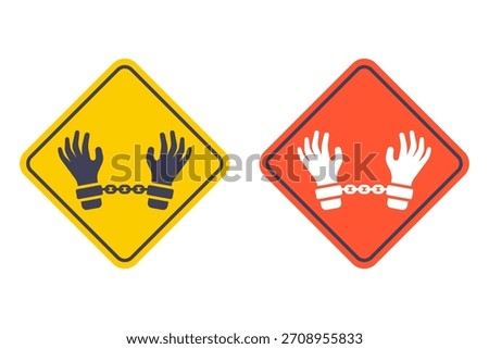 Handcuffed hand icon. Prison sentence. Flat illustration.