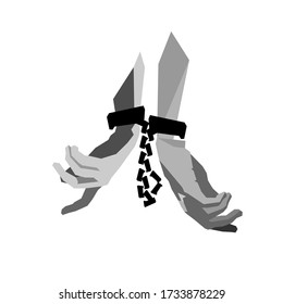 
handcuffed hands of bondage prison