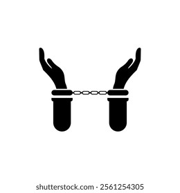 handcuffed hands icon. Court icon. lawyer and justice icon logo vector.