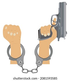 Handcuffed hands. A sign of protest.