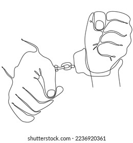 
dibujo de líneas esposadas. línea continua sobre los esposas