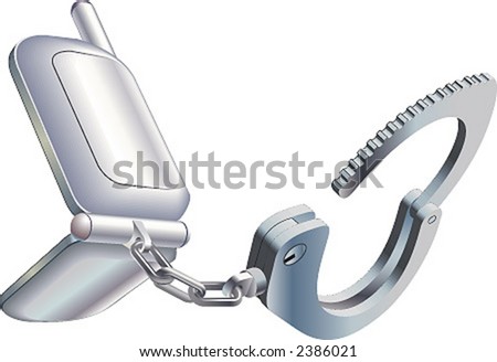 Handcuff-mobile. A mobile phone chained with a handcuff.