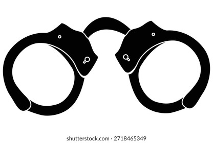 Algemas prendem o vetor de logotipo criminoso, aplicação da lei e símbolo de controle do crime isolado no branco
