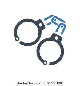 Handcuffs arrest icon. vector graphics
