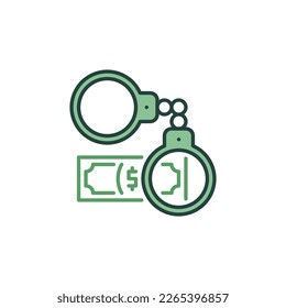 Handcuffs with Banknote vector Stop Corruption concept colored icon or design element