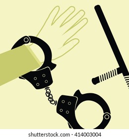 handcuffs, batons, sticks