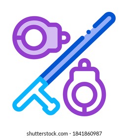 Handschellen und Fledermäuse Ikone Vektorgrafik. Handschellen und Fledermäuse-Schild. Illustration von Farbzeichen