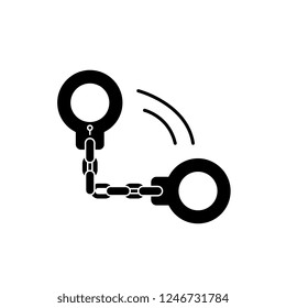 Handcuffs black icon, vector sign on isolated background. Handcuffs concept symbol, illustration 