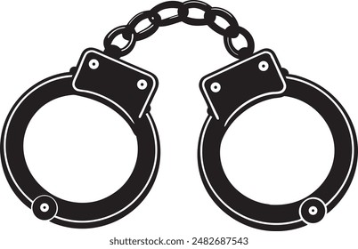 handcuffs black silhouette, white background