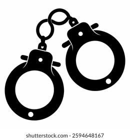 Handcuffs black vector on white background.