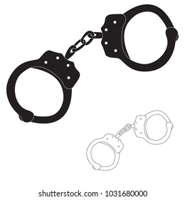 Handcuffs Black And White. Vector