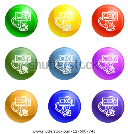 Handcuffs bribery icons vector 9 color set isolated on white background for any web design 