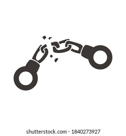 handcuffs broken silhouette style icon vector illustration design