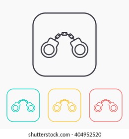 handcuffs color icon set 