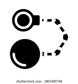 handcuffs with core glyph icon vector. handcuffs with core sign. isolated contour symbol black illustration