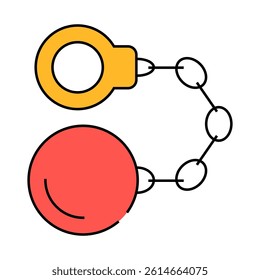 handcuffs with core line icon vector. handcuffs with core sign. isolated symbol illustration
