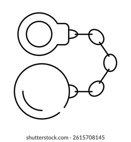 handcuffs with core line icon vector. handcuffs with core sign. isolated contour symbol black illustration