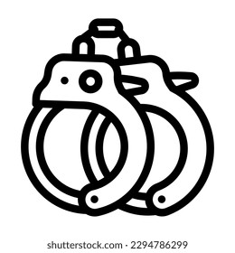 esposas, vector de icono de línea delictiva. signo de crimen esposado. símbolo de contorno aislado ilustración negra