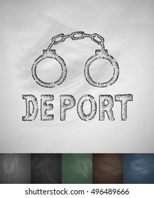 handcuffs DEPORT icon. Hand drawn vector illustration