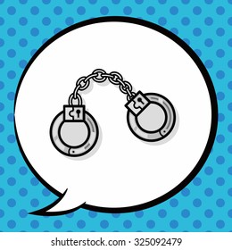 Handcuffs doodle, speech bubble