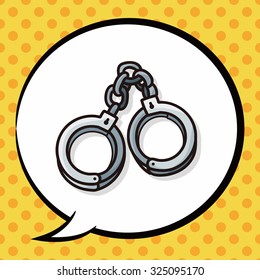 Handcuffs doodle, speech bubble