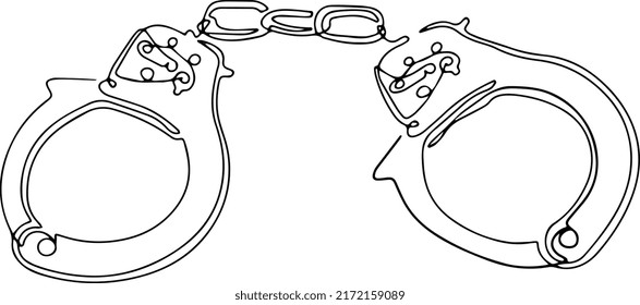 Handcuffs drawn in one line. Vector illustration.