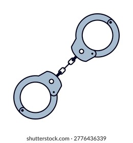 Handcuffs Flat design style, metal restraint tool symbolizing arrest and law enforcement, suitable for crime and police visuals