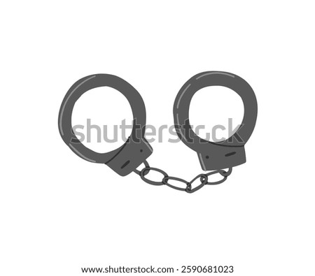 Handcuffs in a flat style. Justice, arrest. Hand drawn vector illustration.