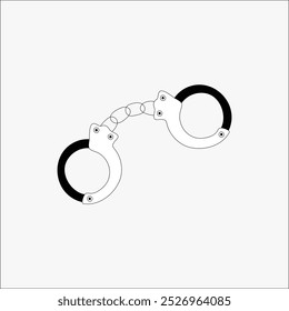 Handcuffs in flat vector illustration symbolizing law enforcement, crime, and punishment, isolated on white background.