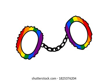 HANDCUFFS IN THE FORM OF THE LGBT FLAG IN VECTOR