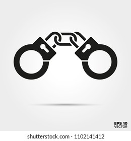 Handcuffs glyph icon vector. Law enforcement and criminal justice symbol.