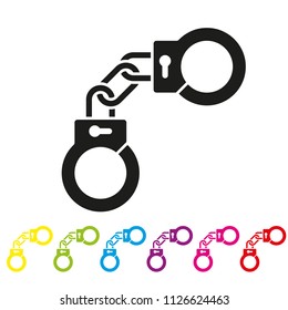 Handcuffs glyph icon vector. Law enforcement and criminal justice symbol.