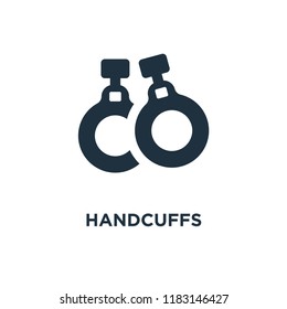 Handcuffs icon. Black filled vector illustration. Handcuffs symbol on white background. Can be used in web and mobile.