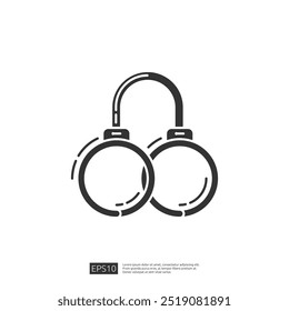 Handcuffs icon, black outline on white background. Vector illustration. Criminal justice, arrest, law enforcement, crime, security, safety concept.