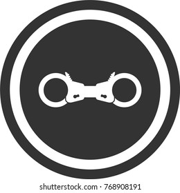 Handcuffs icon , dark circle sign design