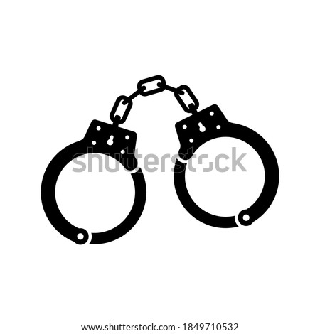 Handcuffs icon for detaining criminals isolated on white background. Outfit of a policeman. Element of police and prison icon of arrest of offender. Restriction of freedom. Shackles for the hand