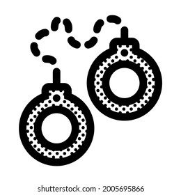 Handcuffs. Icon Filled with Dots.