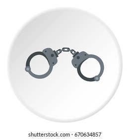Handcuffs icon in flat circle isolated vector illustration for web