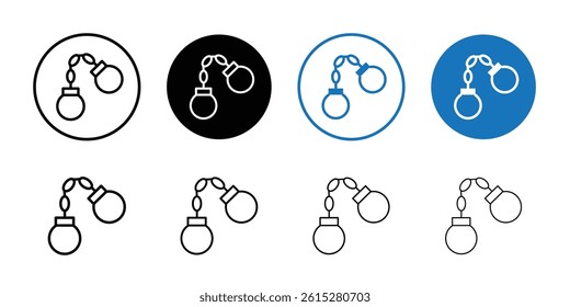 Handcuffs icon Flat simple outline set
