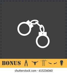 Handcuffs icon flat. Simple vector symbol and bonus icon