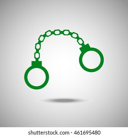 Handcuffs icon. Flat style. Grey background. Vector illustration.
