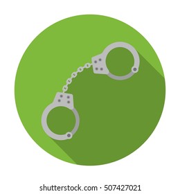Handcuffs icon in flat style isolated on white background. Drugs symbol stock vector illustration.