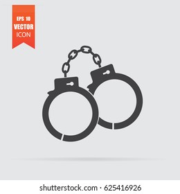 Handcuffs icon in flat style isolated on grey background. For your design, logo. Vector illustration.