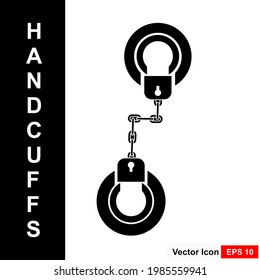 Handcuffs icon. Flat style vector graphic art illustration, clip art isolated on white background.
