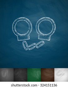 handcuffs icon. Hand drawn vector illustration. Chalkboard Design