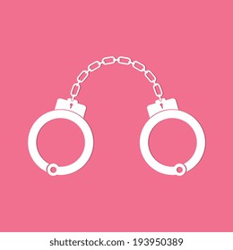 Handcuffs icon on pink background - Vector