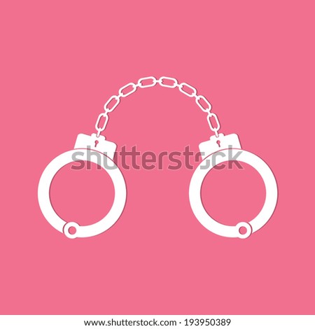 Handcuffs icon on pink background - Vector