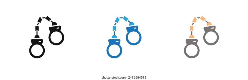 Handcuffs icon outline collection or set in black and white